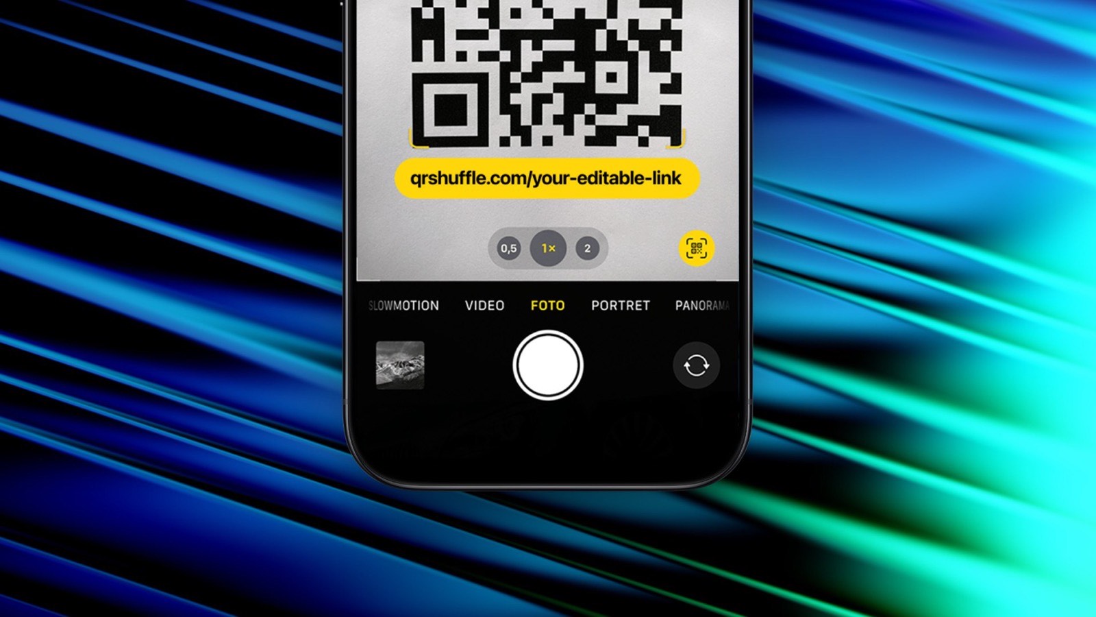 iPhone scanning a QR code